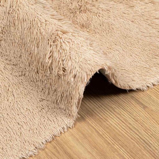 Hoogpolig Vloerkleed Navarra Polyester Beige 120 x 120 cm Vierkant