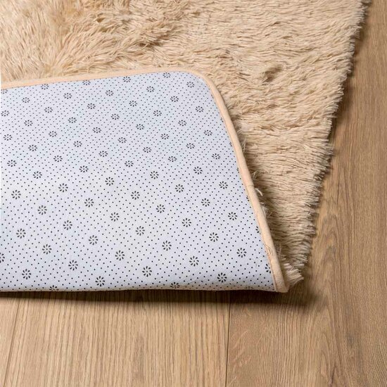 Hoogpolig Vloerkleed Navarra Polyester Beige 120 x 120 cm Vierkant