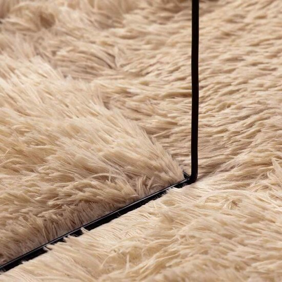 Hoogpolig Vloerkleed Navarra Polyester Beige 120 x 120 cm Vierkant