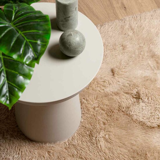 Hoogpolig Vloerkleed Navarra Polyester Beige 120 x 120 cm Vierkant