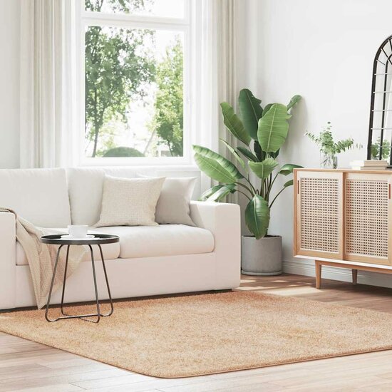 Hoogpolig Vloerkleed Navarra Polyester Beige 200 x 200 cm Vierkant
