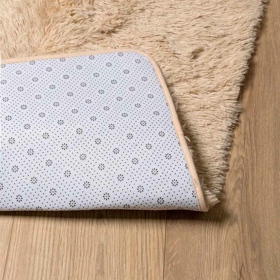 Hoogpolig Vloerkleed Navarra Polyester Beige 200 x 200 cm Vierkant