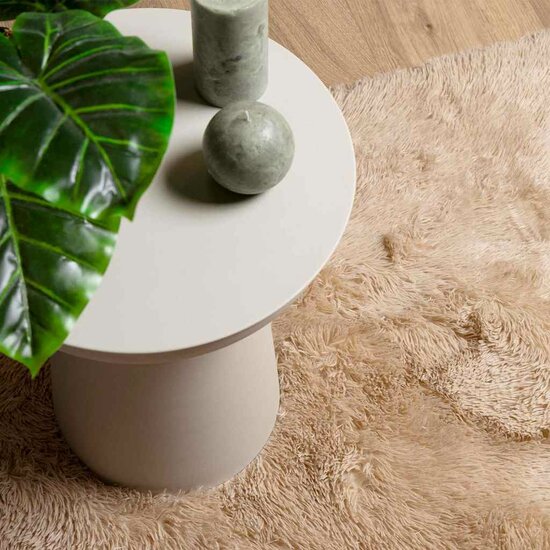 Hoogpolig Vloerkleed Navarra Polyester Beige 200 x 200 cm Vierkant