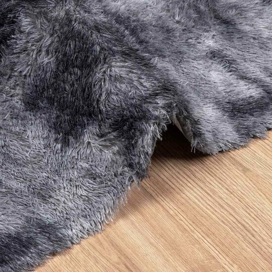 Hoogpolig Vloerkleed Navarra Polyester Donkergrijs 240 x 340 cm Rechthoekig