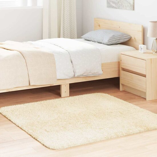 Hoogpolig Vloerkleed Navarra Polyester Kleurig Cr&egrave;me 120 x 120 cm Vierkant