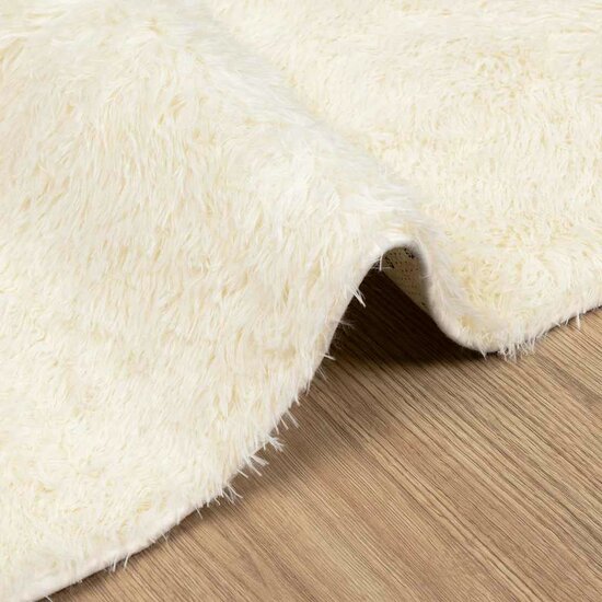 Hoogpolig Vloerkleed Navarra Polyester Kleurig Cr&egrave;me 120 x 120 cm Vierkant
