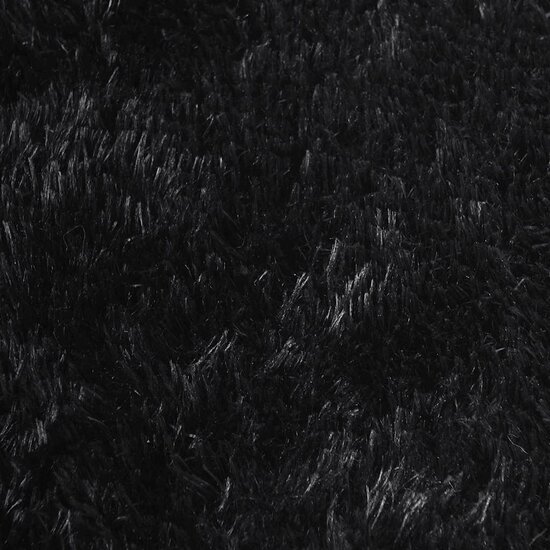Hoogpolig Vloerkleed Navarra Polyester Zwart 80 x 150 cm Rechthoekig