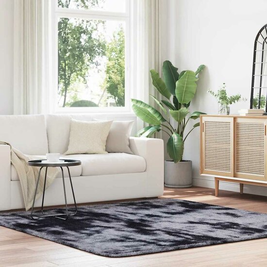Hoogpolig Vloerkleed Navarra Polyester Donkergrijs 200 x 200 cm Vierkant
