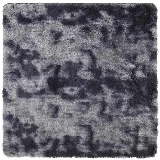 Hoogpolig Vloerkleed Navarra Polyester Donkergrijs 200 x 200 cm Vierkant