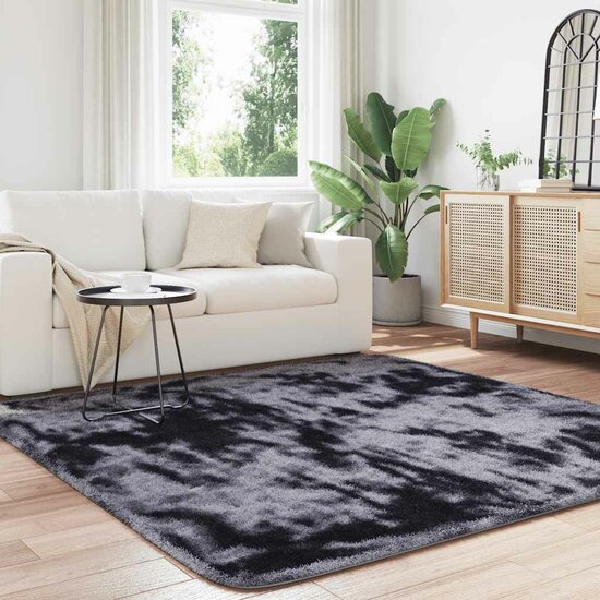 Hoogpolig Vloerkleed Navarra Polyester Donkergrijs 200 x 200 cm Vierkant