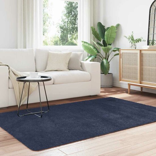 Hoogpolig Vloerkleed Navarra Polyester Marineblauw 130 x 200 cm Rechthoekig