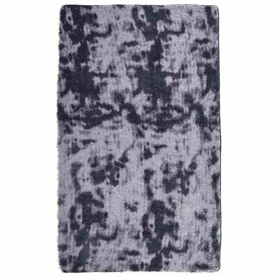 Hoogpolig Vloerkleed Navarra Polyester Donkergrijs 80 x 150 cm Rechthoekig