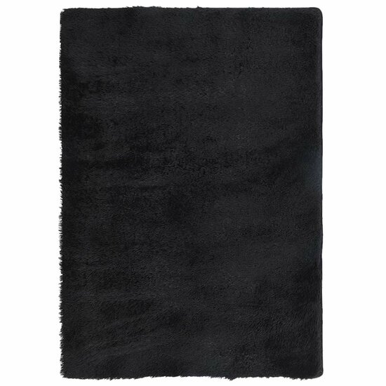 Hoogpolig Vloerkleed Navarra Polyester Zwart 240 x 340 cm Rechthoekig