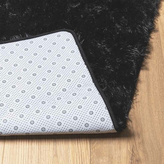 Hoogpolig Vloerkleed Navarra Polyester Zwart 240 x 340 cm Rechthoekig