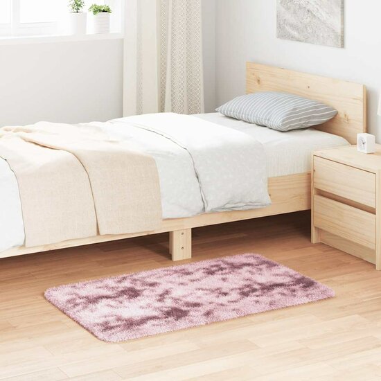 Hoogpolig Vloerkleed Navarra Polyester Stoffig Roze Dusty Pink 60 x 100 cm Rechthoekig