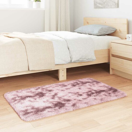 Hoogpolig Vloerkleed Navarra Polyester Stoffig Roze Dusty Pink 60 x 100 cm Rechthoekig