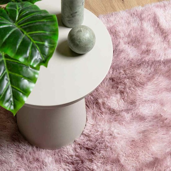 Hoogpolig Vloerkleed Navarra Polyester Stoffig Roze Dusty Pink 60 x 100 cm Rechthoekig