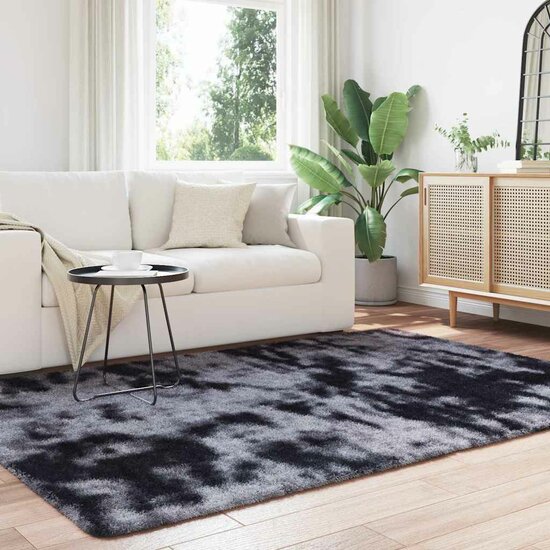 Hoogpolig Vloerkleed Navarra Polyester Donkergrijs 160 x 230 cm Rechthoekig