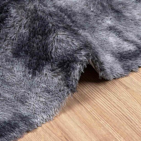 Hoogpolig Vloerkleed Navarra Polyester Donkergrijs 160 x 230 cm Rechthoekig