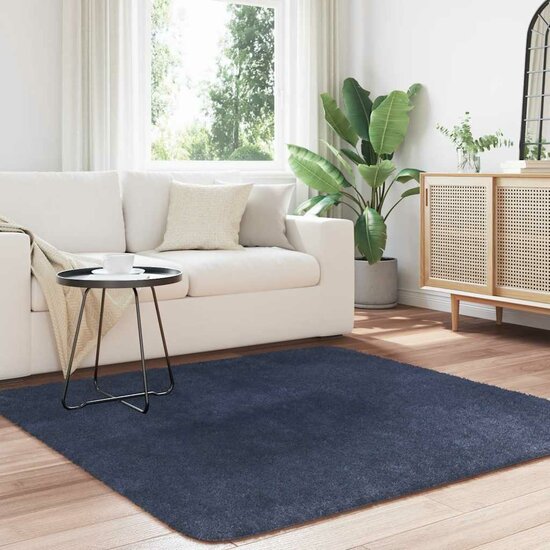 Hoogpolig Vloerkleed Navarra Polyester Marineblauw 160 x 160 cm Vierkant
