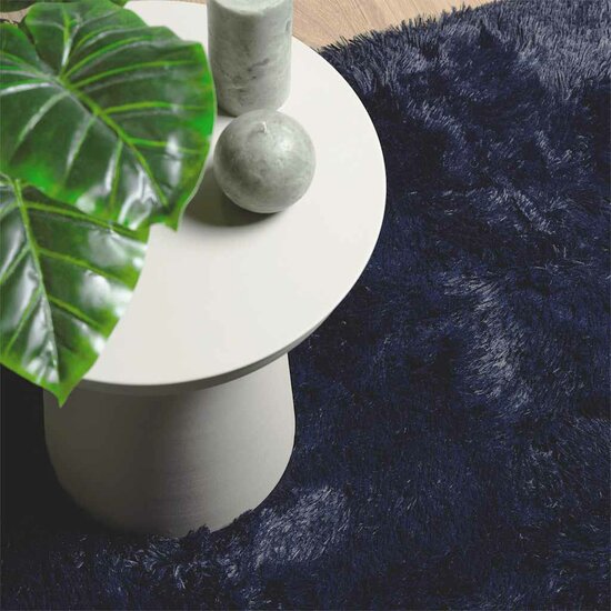 Hoogpolig Vloerkleed Navarra Polyester Marineblauw 160 x 160 cm Vierkant