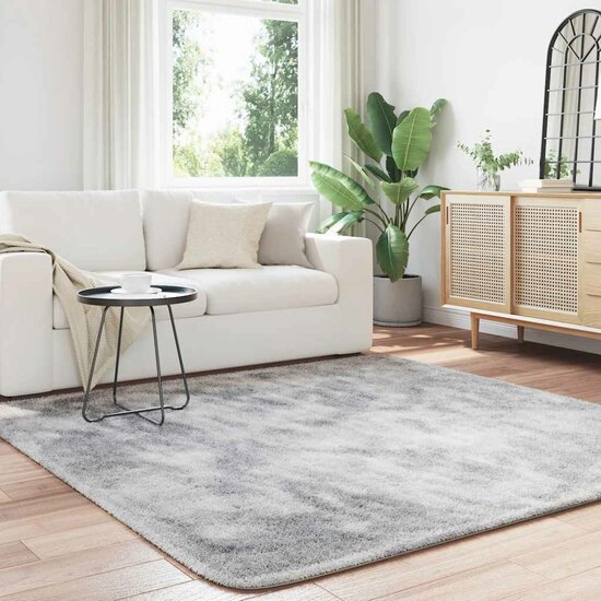 Hoogpolig Vloerkleed Navarra Polyester Lichtgrijs 200 x 200 cm Vierkant