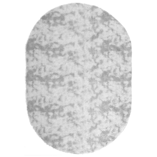 Hoogpolig Vloerkleed Navarra Polyester Lichtgrijs 300 x 200 cm ovaal