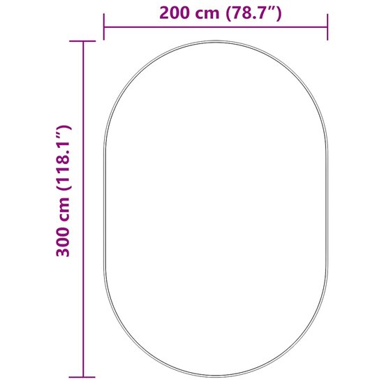 Hoogpolig Vloerkleed Navarra Polyester Lichtgrijs 300 x 200 cm ovaal