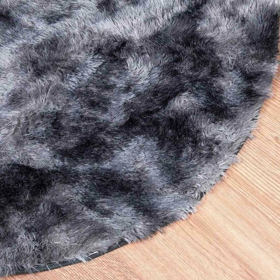 Hoogpolig Vloerkleed Navarra Polyester Donkergrijs 160 x 160 cm Rond
