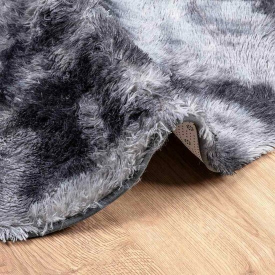 Hoogpolig Vloerkleed Navarra Polyester Donkergrijs 160 x 160 cm Rond
