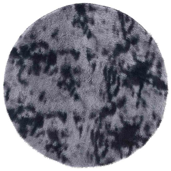 Hoogpolig Vloerkleed Navarra Polyester Donkergrijs 120 x 120 cm Rond