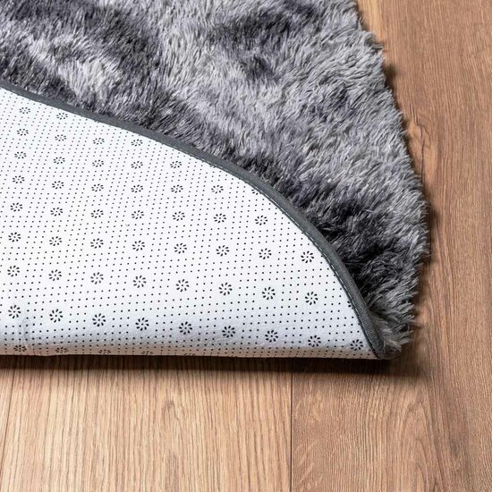 Hoogpolig Vloerkleed Navarra Polyester Donkergrijs 120 x 120 cm Rond