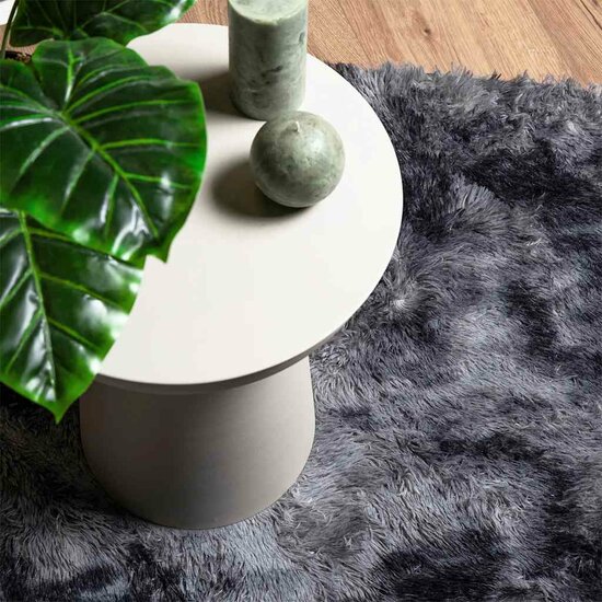 Hoogpolig Vloerkleed Navarra Polyester Donkergrijs 120 x 120 cm Rond