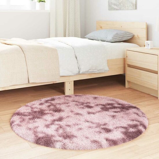 Hoogpolig Vloerkleed Navarra Polyester Stoffig Roze Dusty Pink 100 x 100 cm Rond