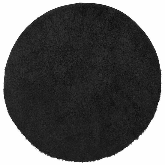 Hoogpolig Vloerkleed Navarra Polyester Zwart 160 x 160 cm Rond