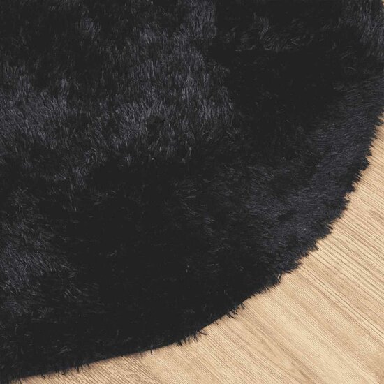 Hoogpolig Vloerkleed Navarra Polyester Zwart 160 x 160 cm Rond