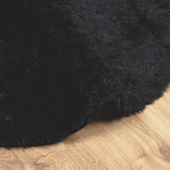 Hoogpolig Vloerkleed Navarra Polyester Zwart 160 x 160 cm Rond