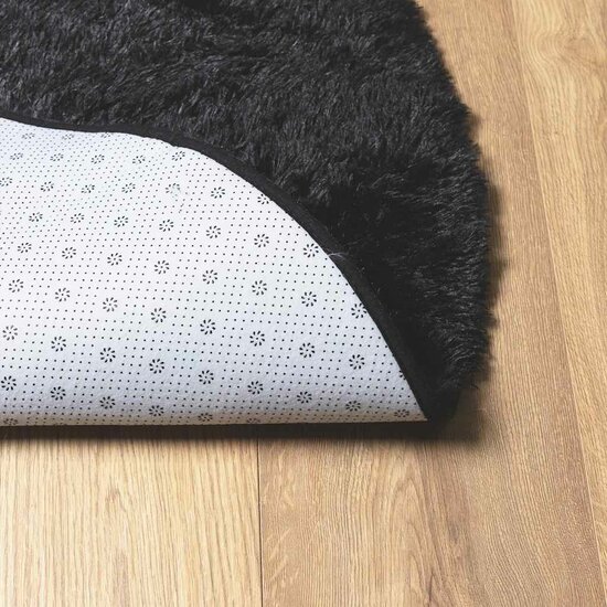 Hoogpolig Vloerkleed Navarra Polyester Zwart 160 x 160 cm Rond
