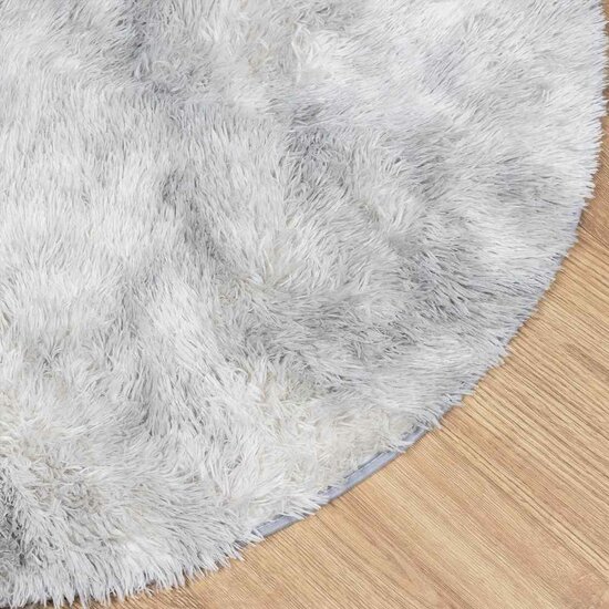 Hoogpolig Vloerkleed Navarra Polyester Lichtgrijs 120 x 120 cm Rond