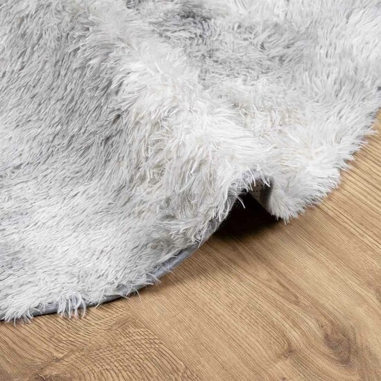 Hoogpolig Vloerkleed Navarra Polyester Lichtgrijs 120 x 120 cm Rond