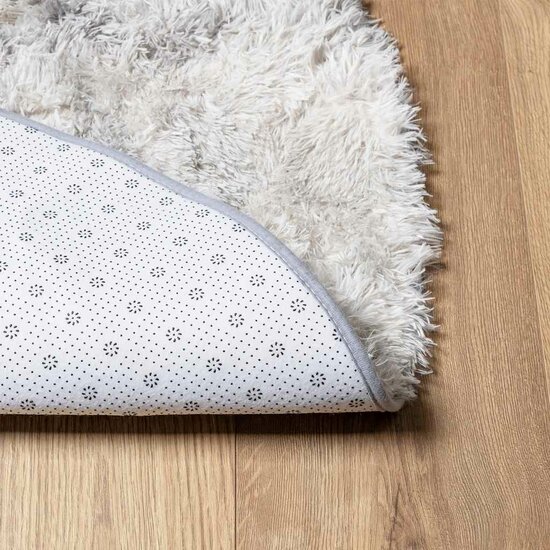 Hoogpolig Vloerkleed Navarra Polyester Lichtgrijs 120 x 120 cm Rond