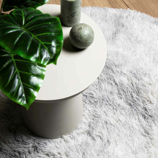 Hoogpolig Vloerkleed Navarra Polyester Lichtgrijs 120 x 120 cm Rond