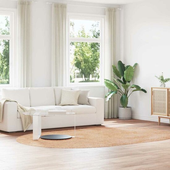 Hoogpolig Vloerkleed Navarra Polyester Beige 300 x 200 cm ovaal