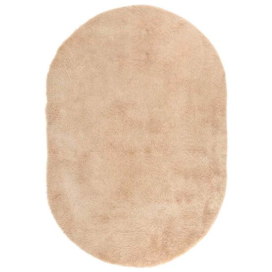 Hoogpolig Vloerkleed Navarra Polyester Beige 300 x 200 cm ovaal