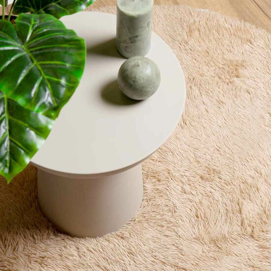 Hoogpolig Vloerkleed Navarra Polyester Beige 300 x 200 cm ovaal