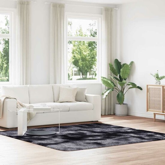 Hoogpolig Vloerkleed Navarra Polyester Donkergrijs 240 x 240 cm Vierkant