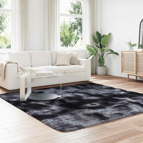 Hoogpolig Vloerkleed Navarra Polyester Donkergrijs 240 x 240 cm Vierkant