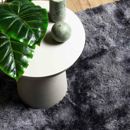 Hoogpolig Vloerkleed Navarra Polyester Donkergrijs 240 x 240 cm Vierkant