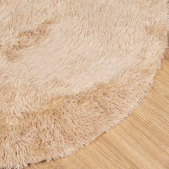 Hoogpolig Vloerkleed Navarra Polyester Beige 240 x 240 cm Rond