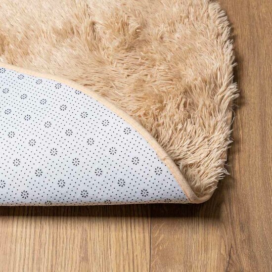 Hoogpolig Vloerkleed Navarra Polyester Beige 240 x 240 cm Rond